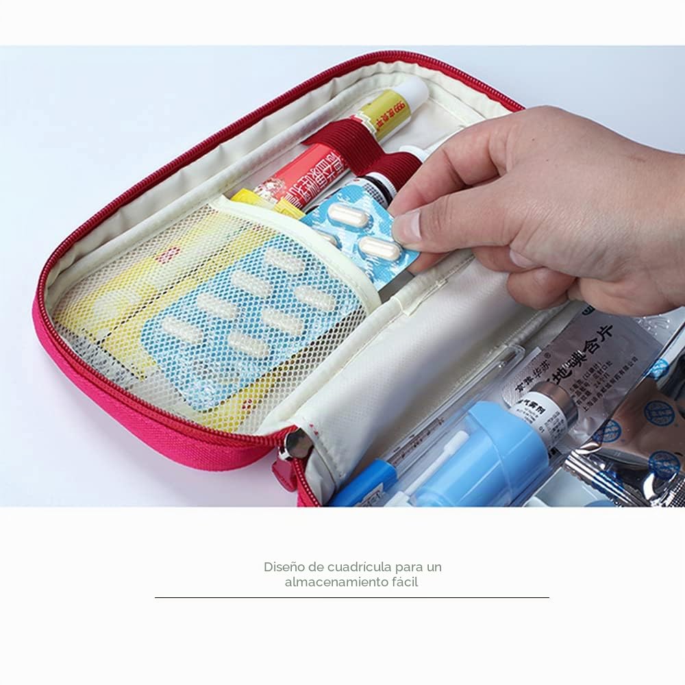 1 Bolsa de Primeros Auxilios de Seguridad vacía, Kit de Primeros Auxilios de Viaje portátil, Mini Bolsa médica, Bolsa de Almacenamiento de Paquetes de medicamentos vacía (roja)