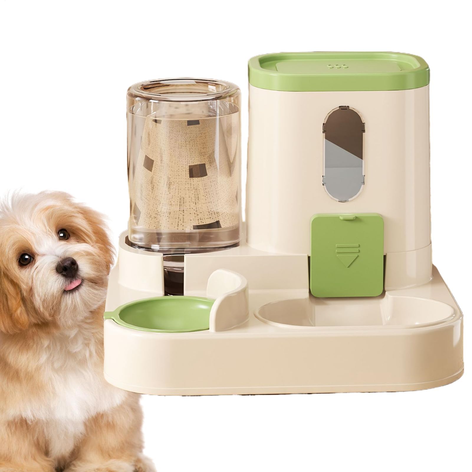 comedero automático para Gatos, Comedero automático for Mascotas pequeñas (Gatos, Perros y Otros Animales) con depósito Transparente for Rellenar fácilmente(Green)