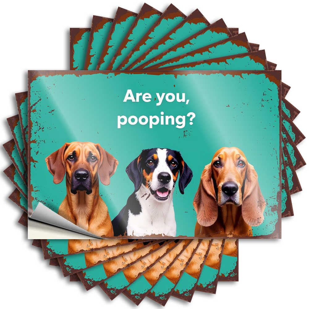 Funny Sticker Personalized Easy Apply | Three Dogs Curiously Ask: are You Pooping? Cozy Window Peel and Stick(6X9CM)