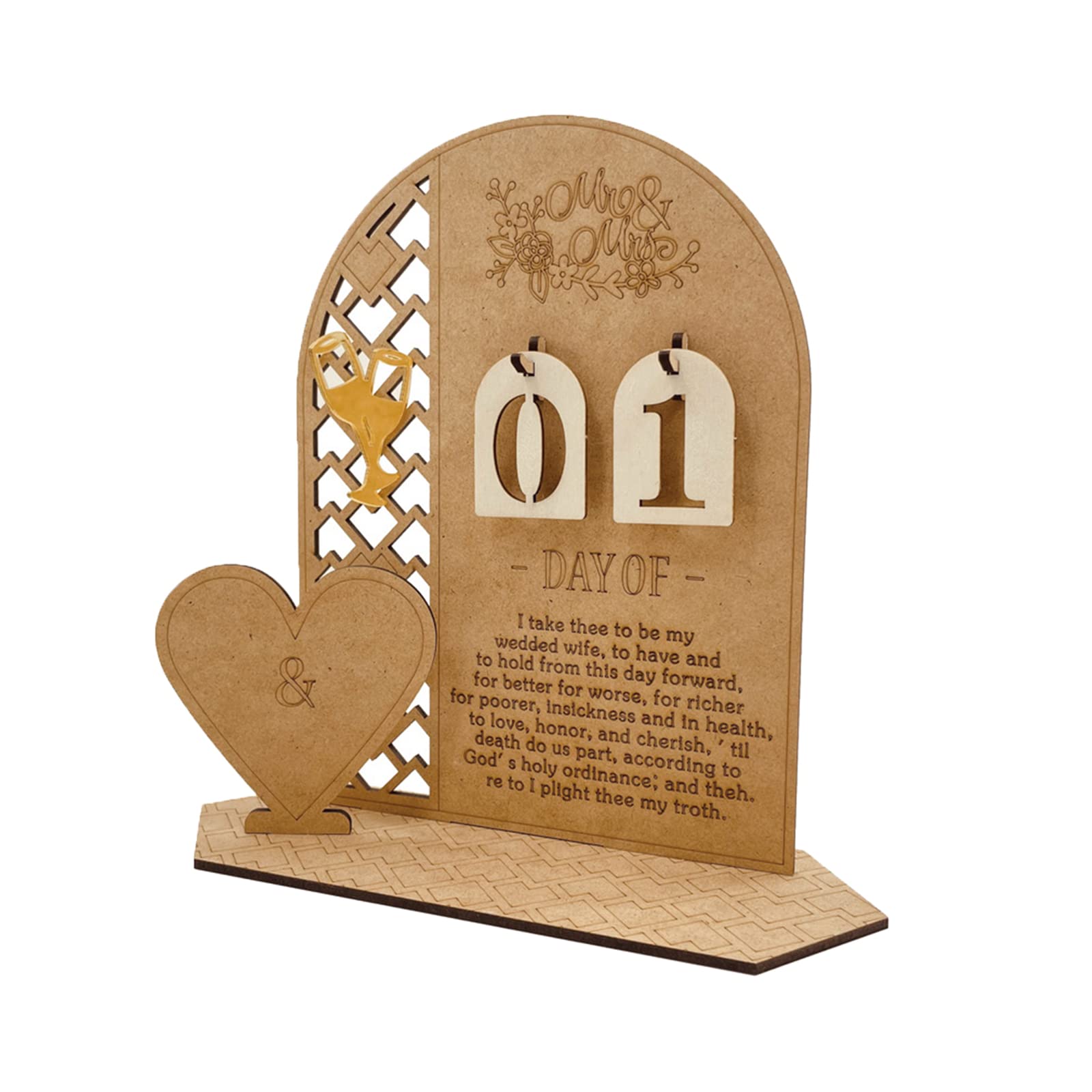 Jazuaiao 1Set Wood Wedding Countdown Calendar Multifunction Decoration Supplies for Festival New Year Birthday Decoration Wedding Countdown Calendar