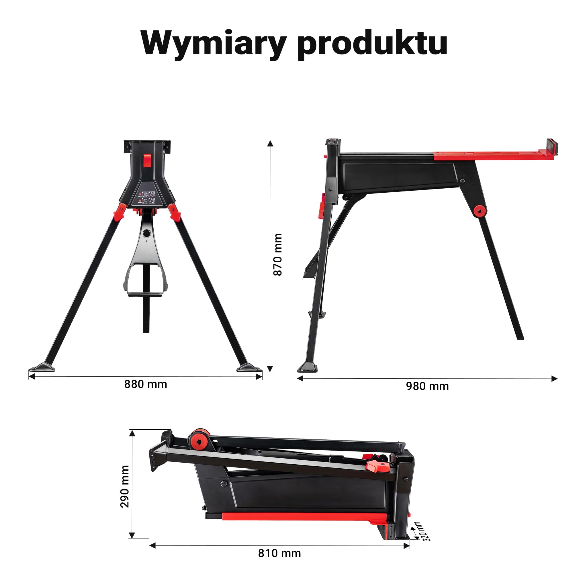 Wiltec Kobyłka z imadłem 98 x 88 x 87 cm, składane imadło nożne do maks. 200 kg z podporą i pedałem, czarny, przenośny stół warsztatowy