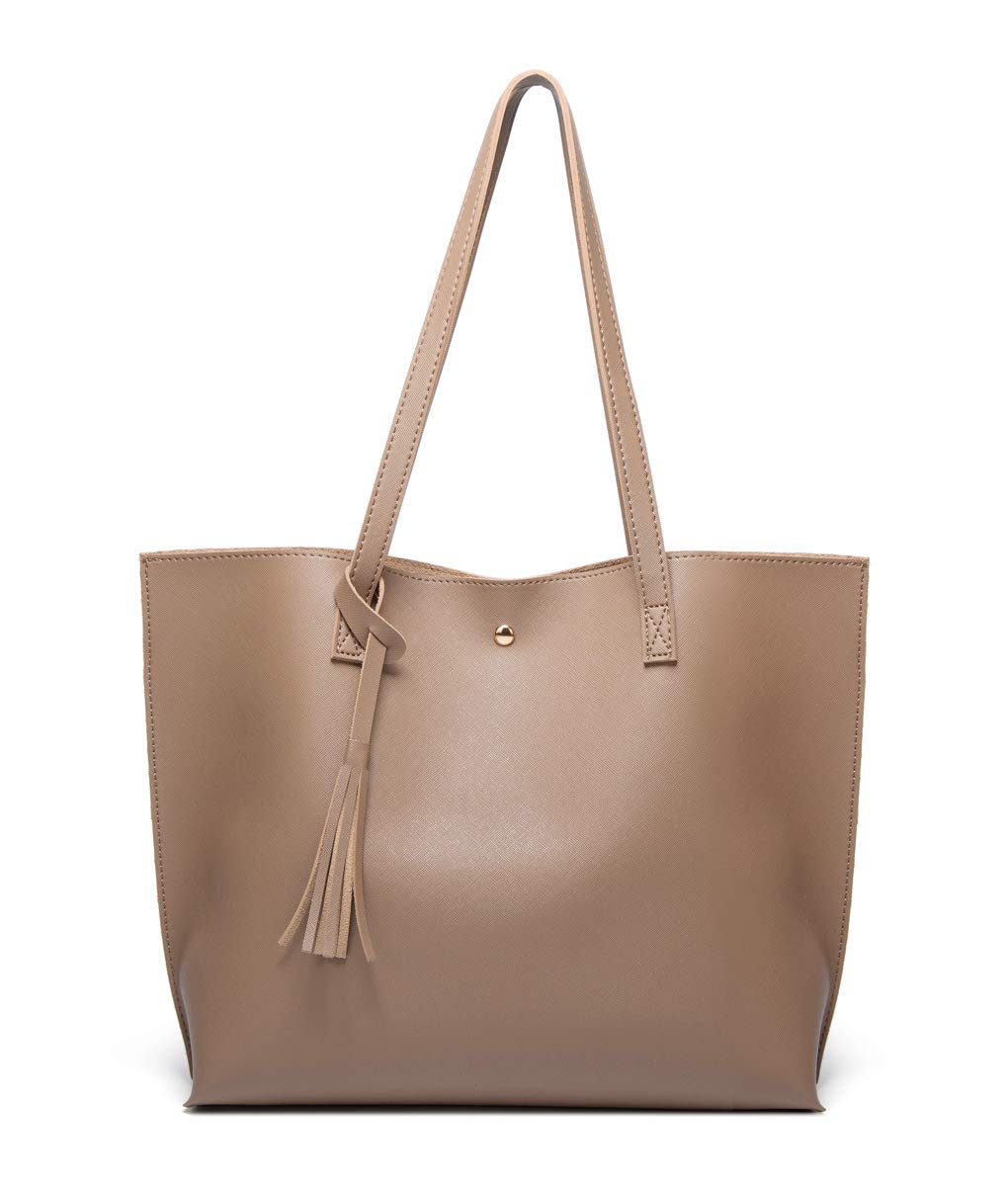 Women's Soft Faux Leather Tote Shoulder Bag from, Big Capacity Tassel Handbag