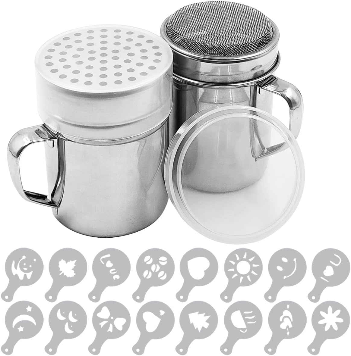 SENHAI Powdered Sugar Shaker Duster with Handle, 2pcs Stainless Steel