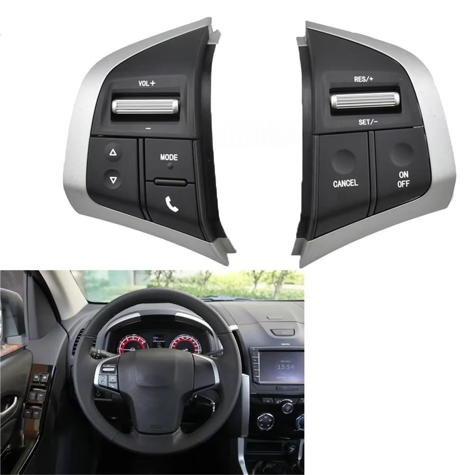 Botón Control Crucero Volante para Isuzu para D-MAX 2015-2019 para MU-X Interruptor del Volante Botón De Control Remoto Volumen Audio Crucero