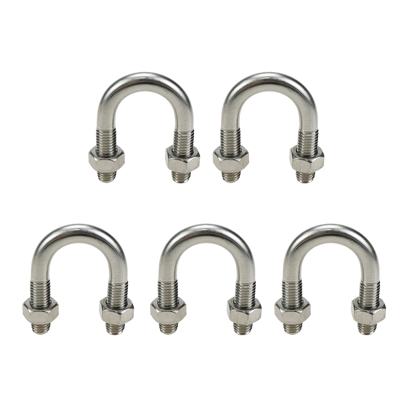 Sscon 5Pcs M10x25 U-Bolts 304 Stainless Steel U-Bolt Fastener for 25mm Pipe Dia.