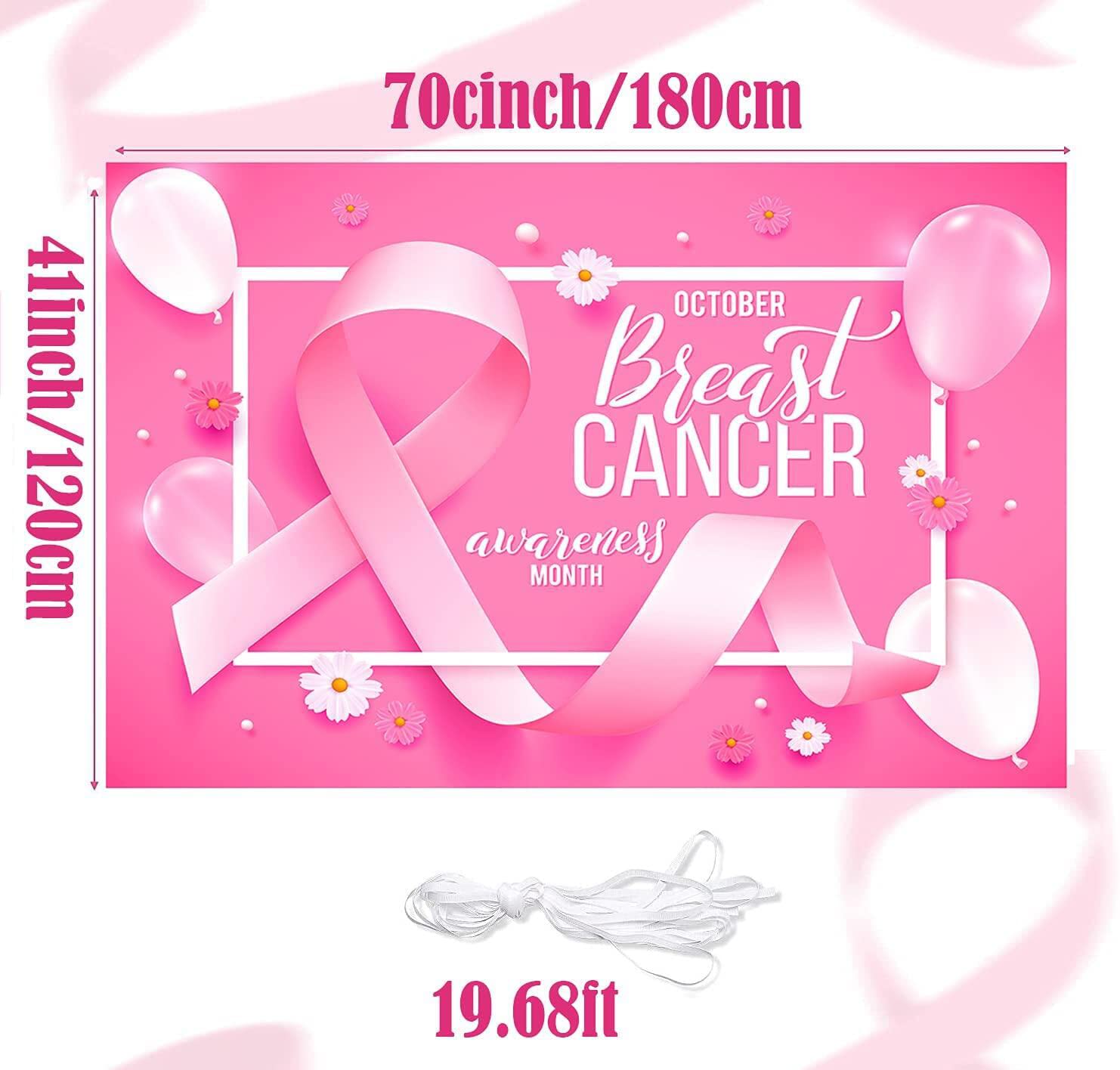 Breast Cancer Awareness Banner Backdrop - Pink Ribbon Design, 70x47 Inches, For Fundraising & Parties - View #6