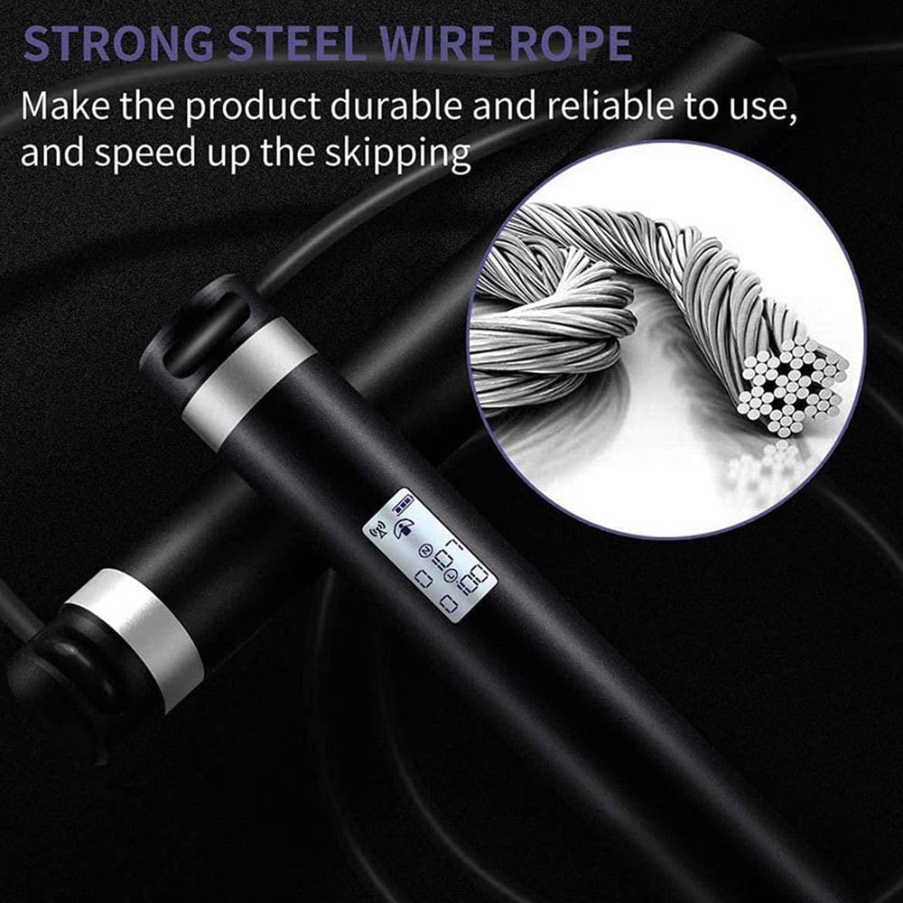 Corde à Sauter Intelligente Fitness Sport Cordes à Sauter App Connexion Bluetooth Chargement USB Corde à Sauter électronique avec Main Antidérapante