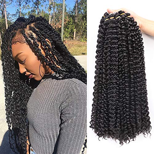 18 inch Passion Twist Hair 6 packs Water Wave Crochet Braids for Passion Twist Crochet Hair Passion Twist Braiding Hair Hair Extensions (#1B)