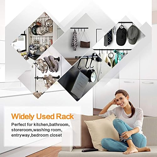 Miniatura 2 de KAIYING Estante de utensilios de cocina con gancho en S extraíble para colgar ollas y sartenes, ganchos de barra para tazas, organizador de riel de