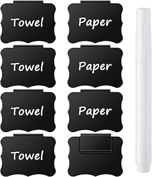 Plastic Basket Bin Label Clip on Removable Basket Label Kitchen Pantry  Basket Label Clip with White Chalk Markers Kitchen Clip Label Holders for  ...