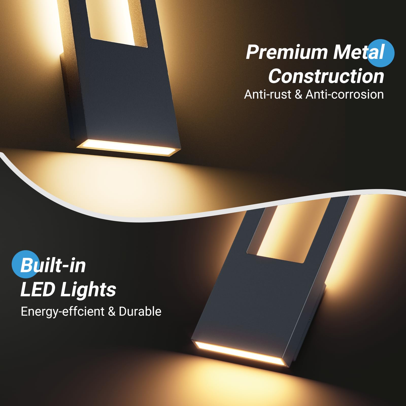 Aipsun 30W Applique da Esterno/Interno,Lampada da Parete Illuminazione 3000K Bianco Caldo Ip65 Impermeabile|Applique Rettangolari Per Terrazza Ingresso,Alluminio,Antracite
