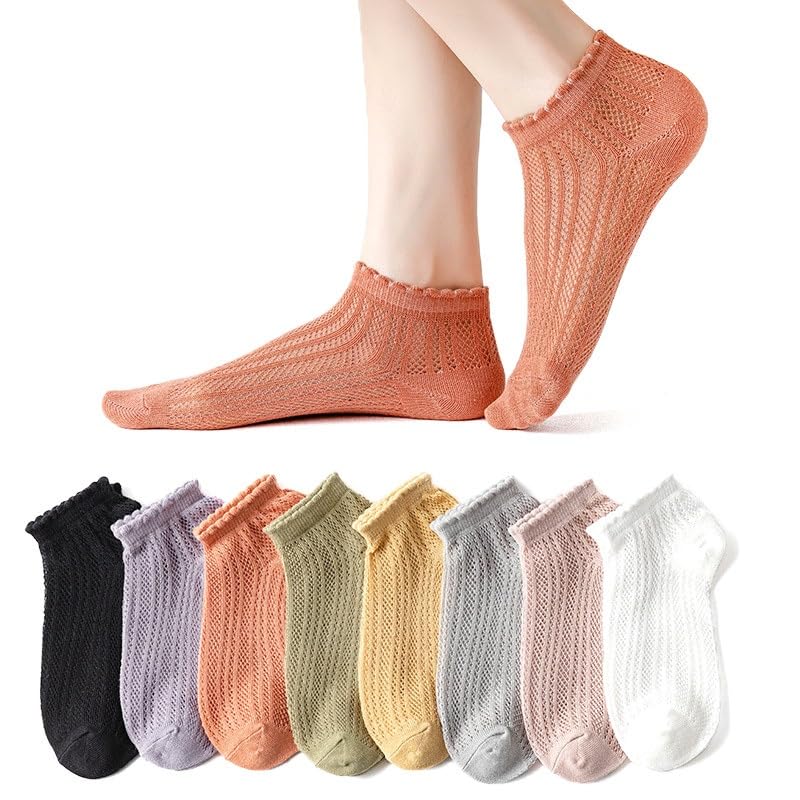 Calcetines cortos de mujer mezcla algodón | Multicolor 5 pares EU34 Calcetines invisibles de malla fina de verano