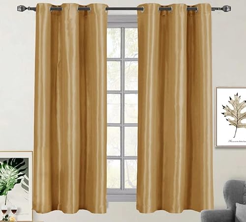 Miniatura 2 de Royal Tradition Cortina opaca de 42 x 96 pulgadas, panel individual dorado, con aislamiento térmico, para oscurecer la habitación, cortina para