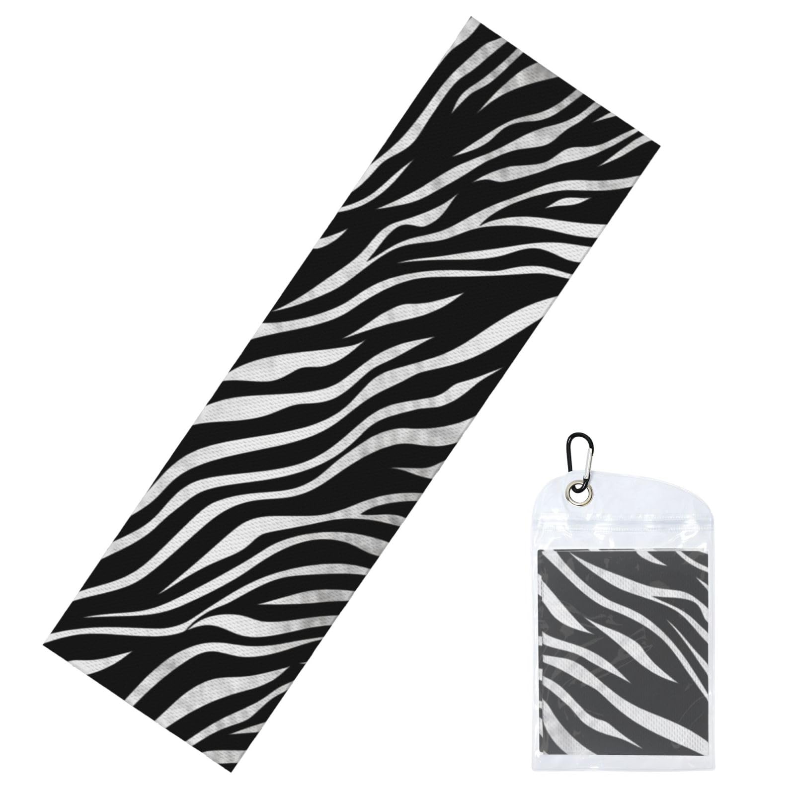 DWVTSLH Cooling Towel for Neck and Face, Zebra Print Ice Towel for Hot Weather, Soft Microfiber Chilly Towels with Waterproof Bag & Carabiner, Breathable Workout Towels 40"x12"