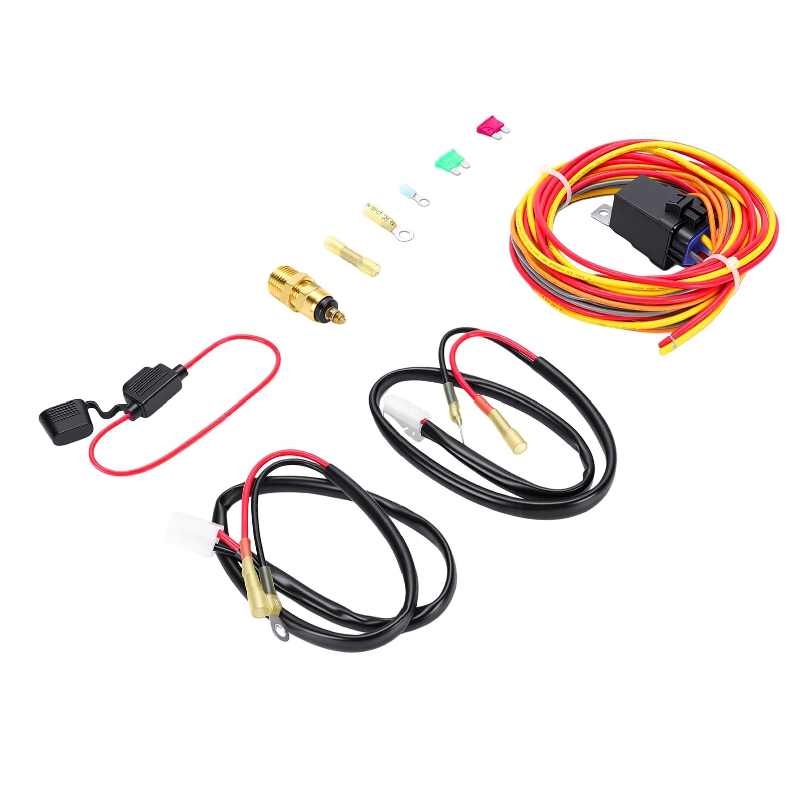 Tbest Kit de Cableado de Ventilador Eléctrico Universal con Cableado Más Grueso y relé, Interruptor de Control de Termostato para Actualizaciones del de Refrigeración