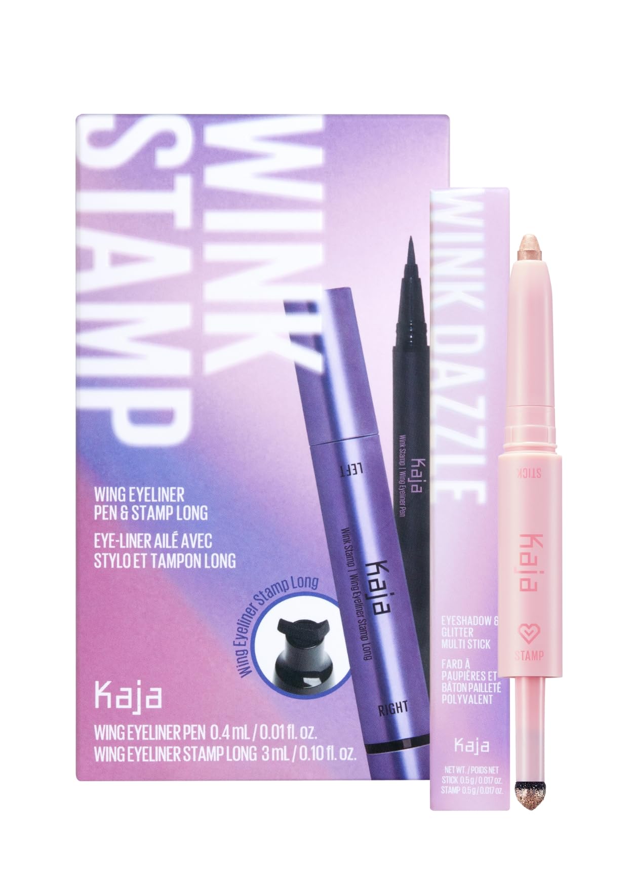 Kaja Wink Dazzle 02 Champagne Sequin Wink Stamp Wing Eyeliner Pen Stamp Long Bundle