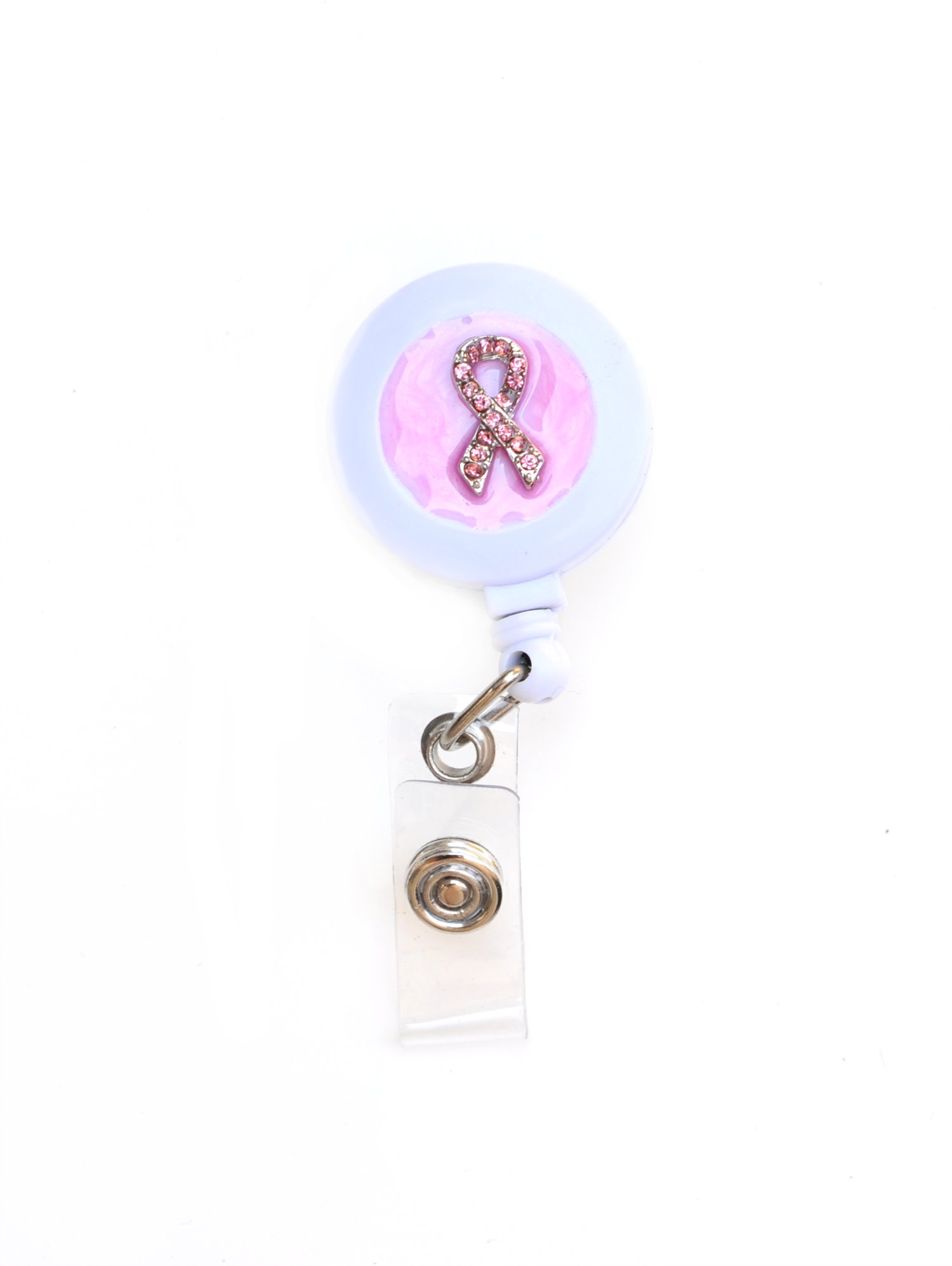 Sizzle City New Custom Breast Cancer Awareness Pink Ribbon Rhinestone Retractable Badge Reel