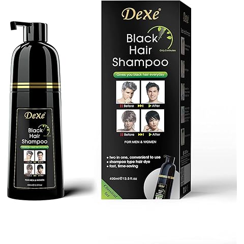 Dexe Hair Dye Shampoo 14.1 Fl Oz, Gray Hair Coverage, Black Hair Dye, Hair Color Sh...