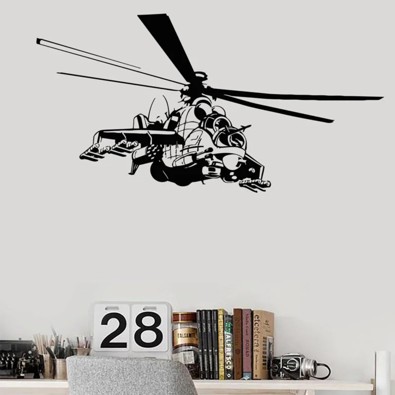 YOUOUSI Helicopter Military Aircraft wall Vinyl Art Decal for Boys' Rooms, Home Decor, Teen Bedroom, playroom Art