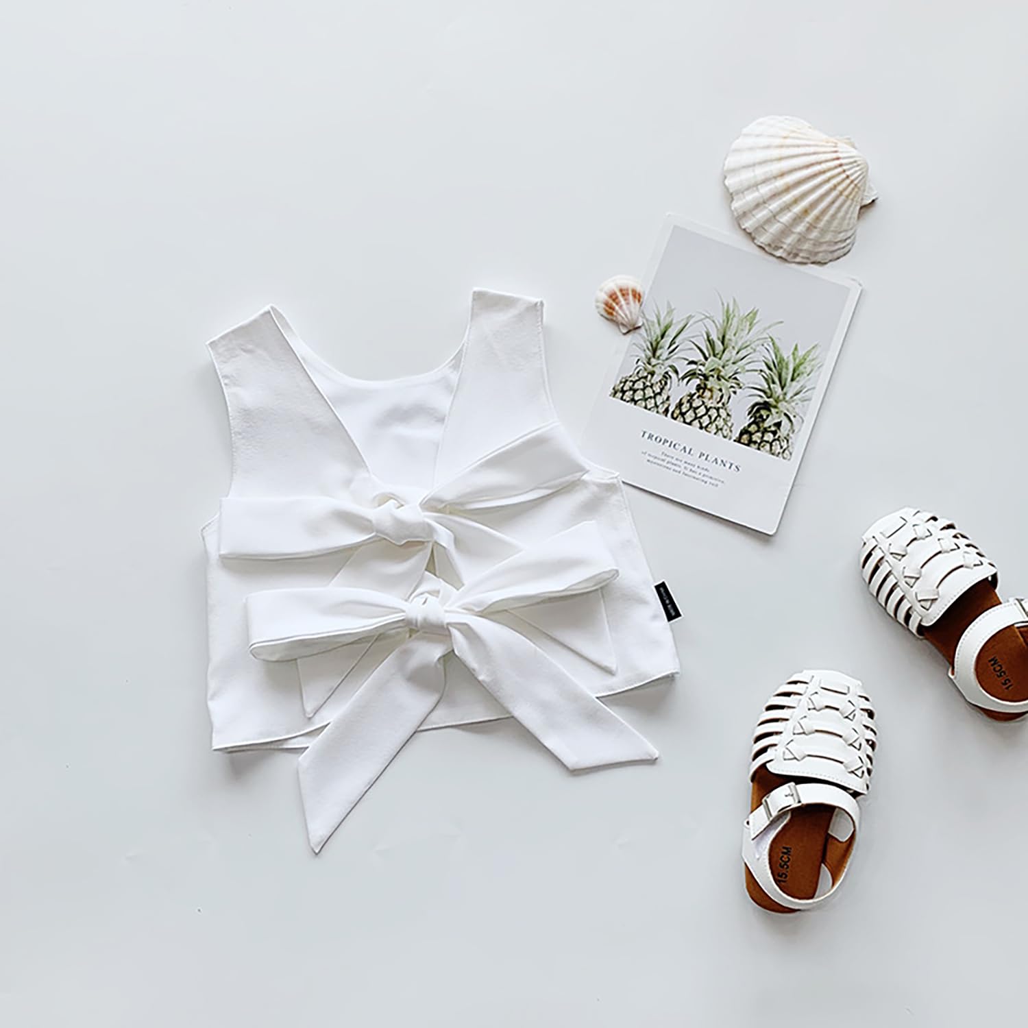 Baby-Mädchen-Outfit-Set, zweiteilig, ärmellos, bauchfrei, rückenfrei, Pumphose, Größe 6 - 6 Jahre