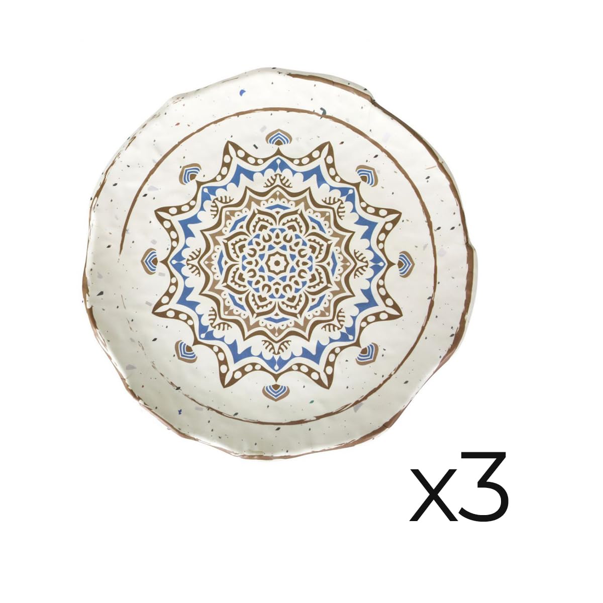 Service Assiettes MIA rondes de 3 Pièces plates en Porcelaine beige, plat de service pour entrées, desserts et salades - diamètre 28 x hauteur 3,5 cm