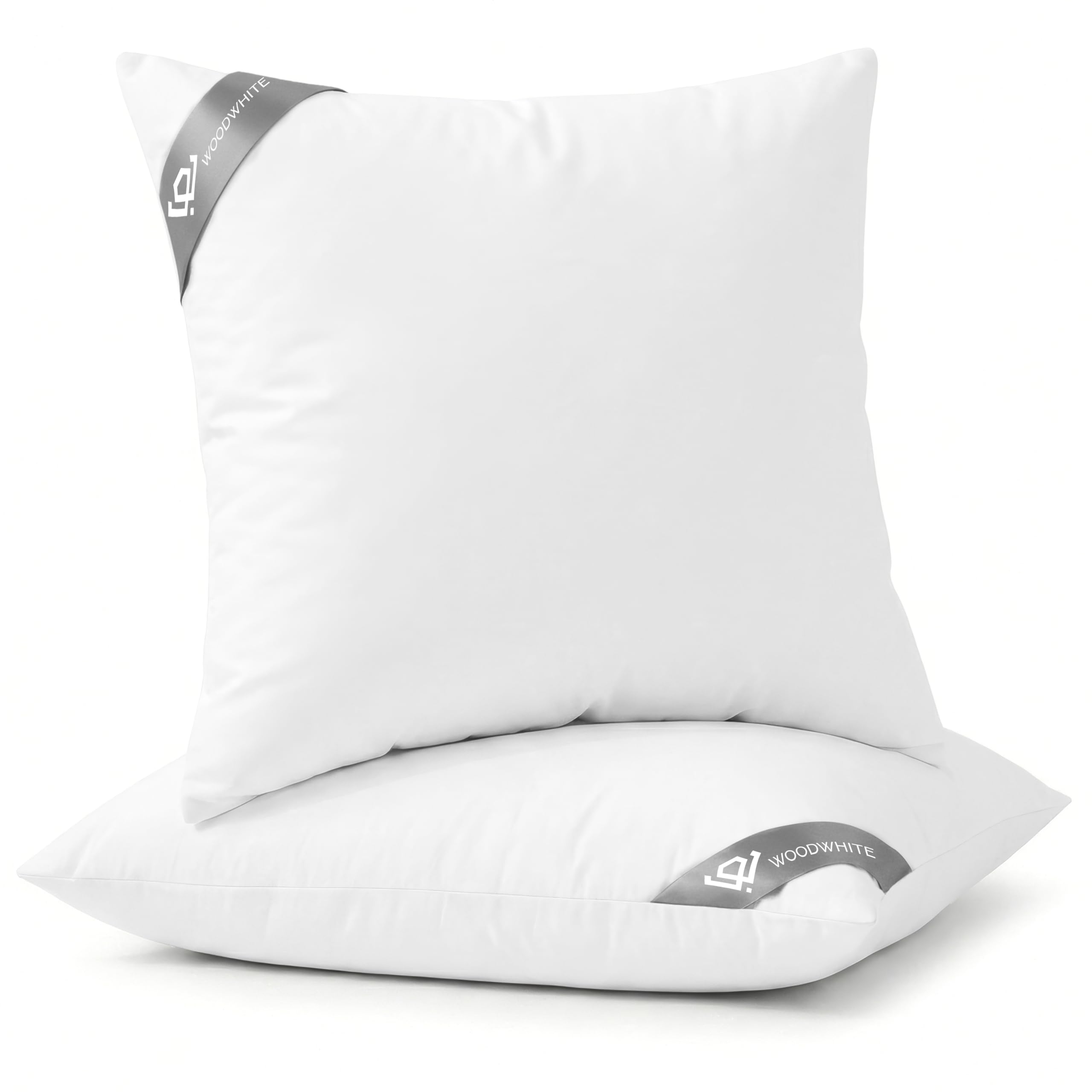 WOODWHITE 18 x 18 Throw Pillow Inserts Set of 2, Decorative Cushion Inserts for Sofa, Bed & Accent Chairs, Hypoallergenic, Plush, Down-Alternative Fill