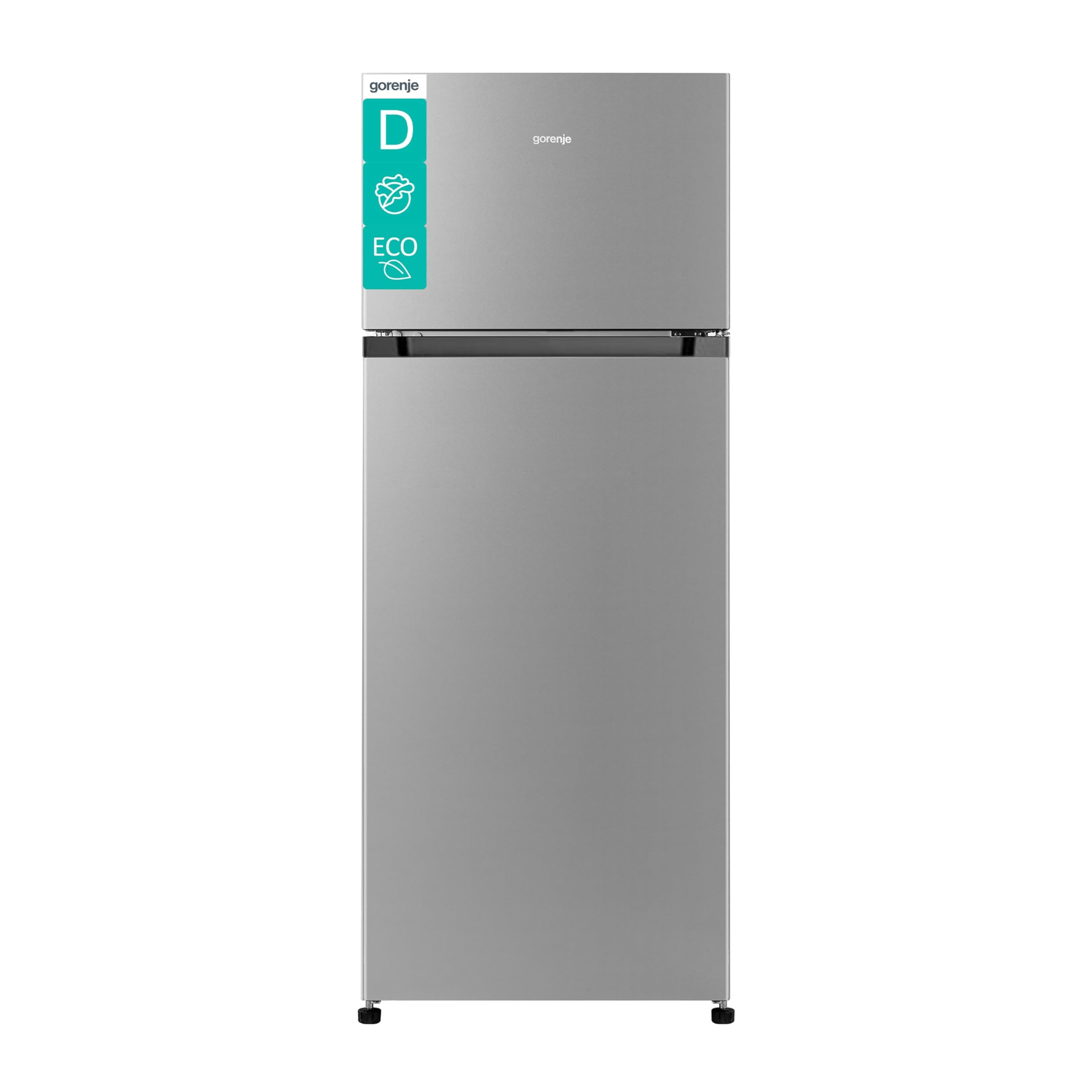 Gorenje RF414DPS4 Kühlgefrierkombination/Freistehend/206L Gesamtvolumen/ 39dB/Energieeffizienzklasse: D/CrispZone/EcoModus/LED Innenbeleuchtung/(BxHxT): 55,4 × 143,6 × 54,2 cm/Grau