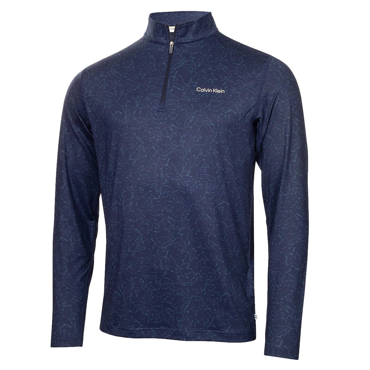 Calvin Klein Mens Printed Newport Half Zip Soft Sweater - Navy - M