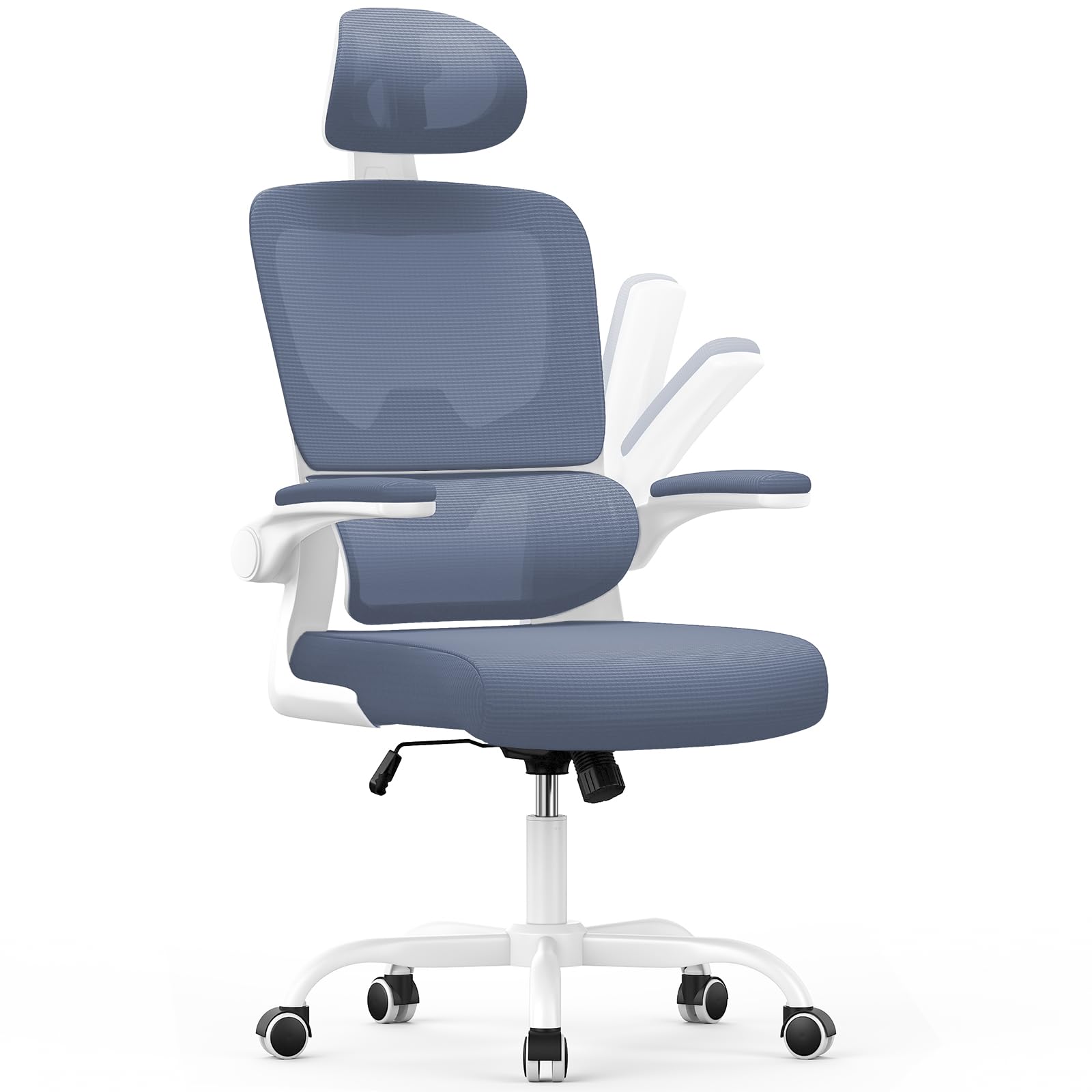 naspaluro Ergonomic Office Chairs, High Big Study Desk Computer Chair with Back Support, Adjustable Headrest and Flip-up Armrests Dark Navy Work Chair, Home Swivel Comfy PC Mesh Office Chairs