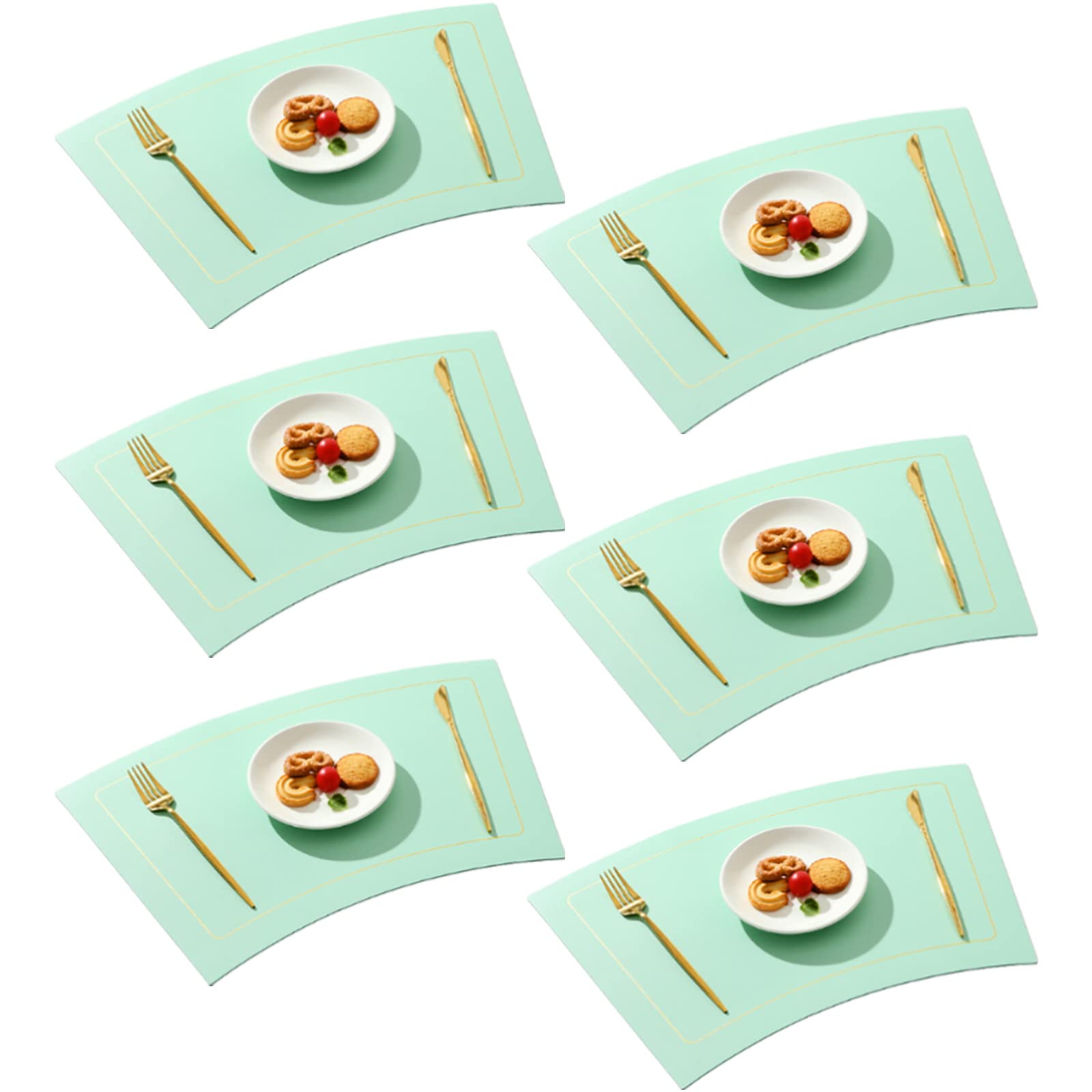 Set de table similicuir vert clair (lot de 6) chic et imperméable