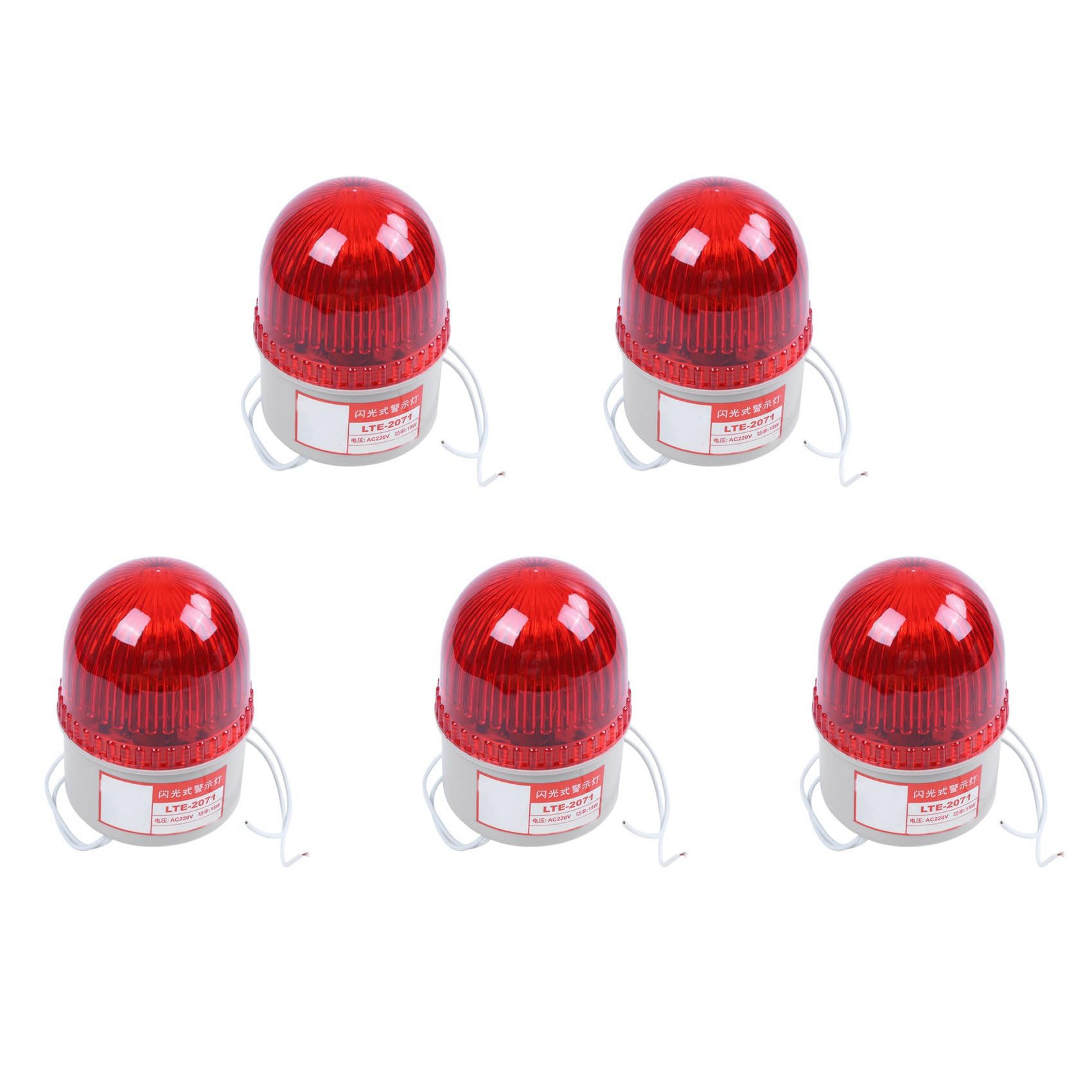 Jnchdghwa 5X AC 220V 15W Red Light Industrial Signal Tower Flash Warning Lamp
