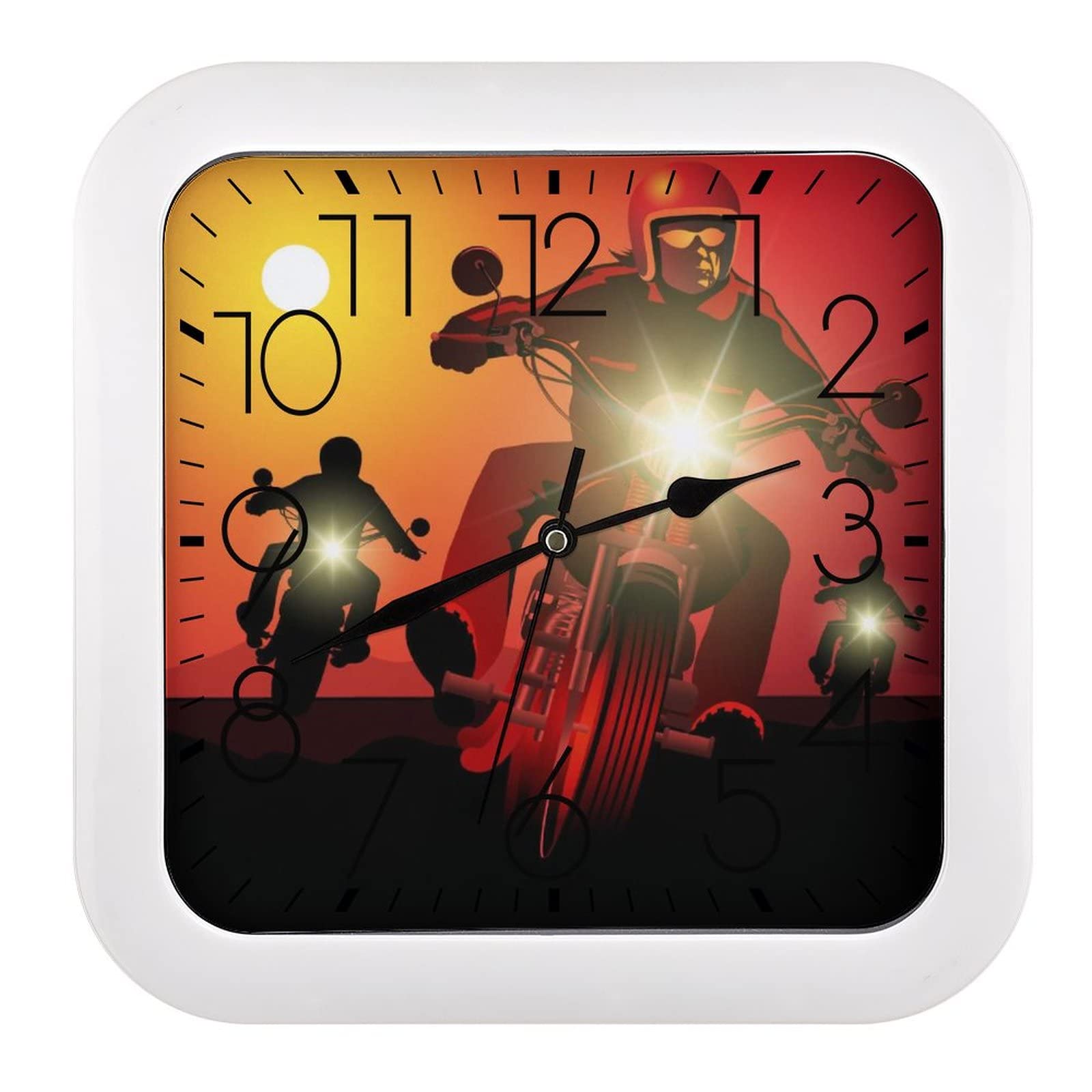 Horloge Murale Carrée Moto Idée Cadeau Idéale pour Passionnés de Motocyclisme et Déco