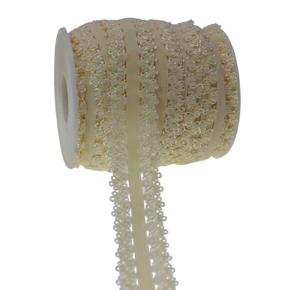 Un rollo de 16 yardas 3/4 '' borde de picot elástico, bordes con volantes y correas elásticas, encaje para diademas (beige)
