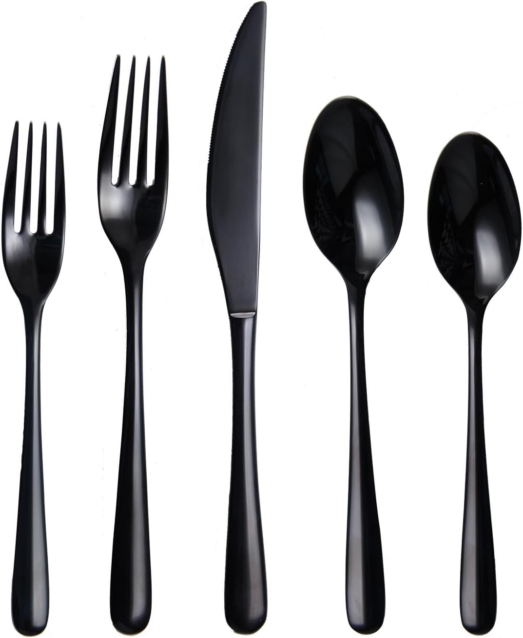HISSF East Jet Black 5-piece Flatware Set, 18/10 Fine Stainless Steel