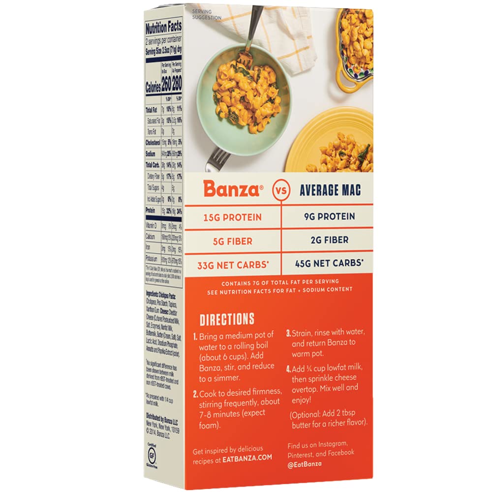 Banza, Chickpea Shell Mac & Aged Cheddar Cheese, 5.5 Ounce