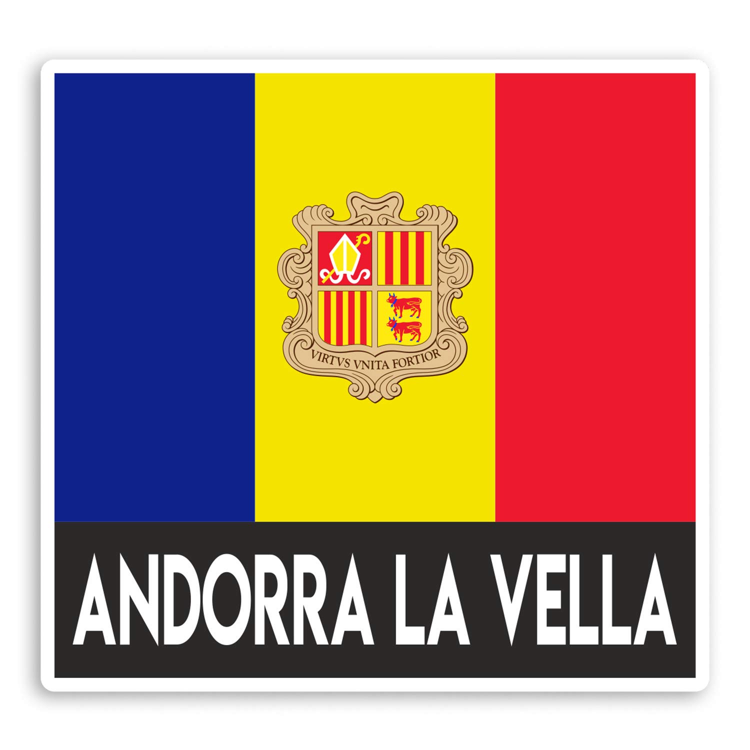 Destination Vinyl Ltd Multi 2 X 10Cm Andorra La Vella Andorra Vinyl Stickers - Travel Luggage Sticker #31951 (10Cm Wide)