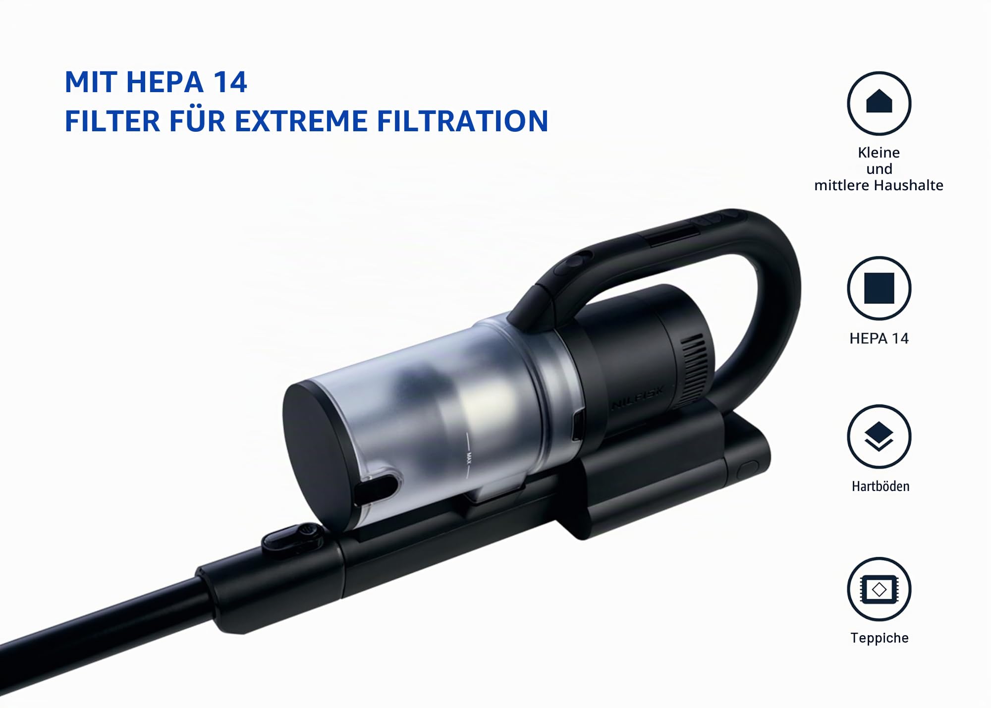 Nilfisk S1 Pet Care 2-in-1 Akku-Staubsauger – Stabstaubsauger und Handstaubsauger – HEPA 14 Filter – Schwarz (550 W)