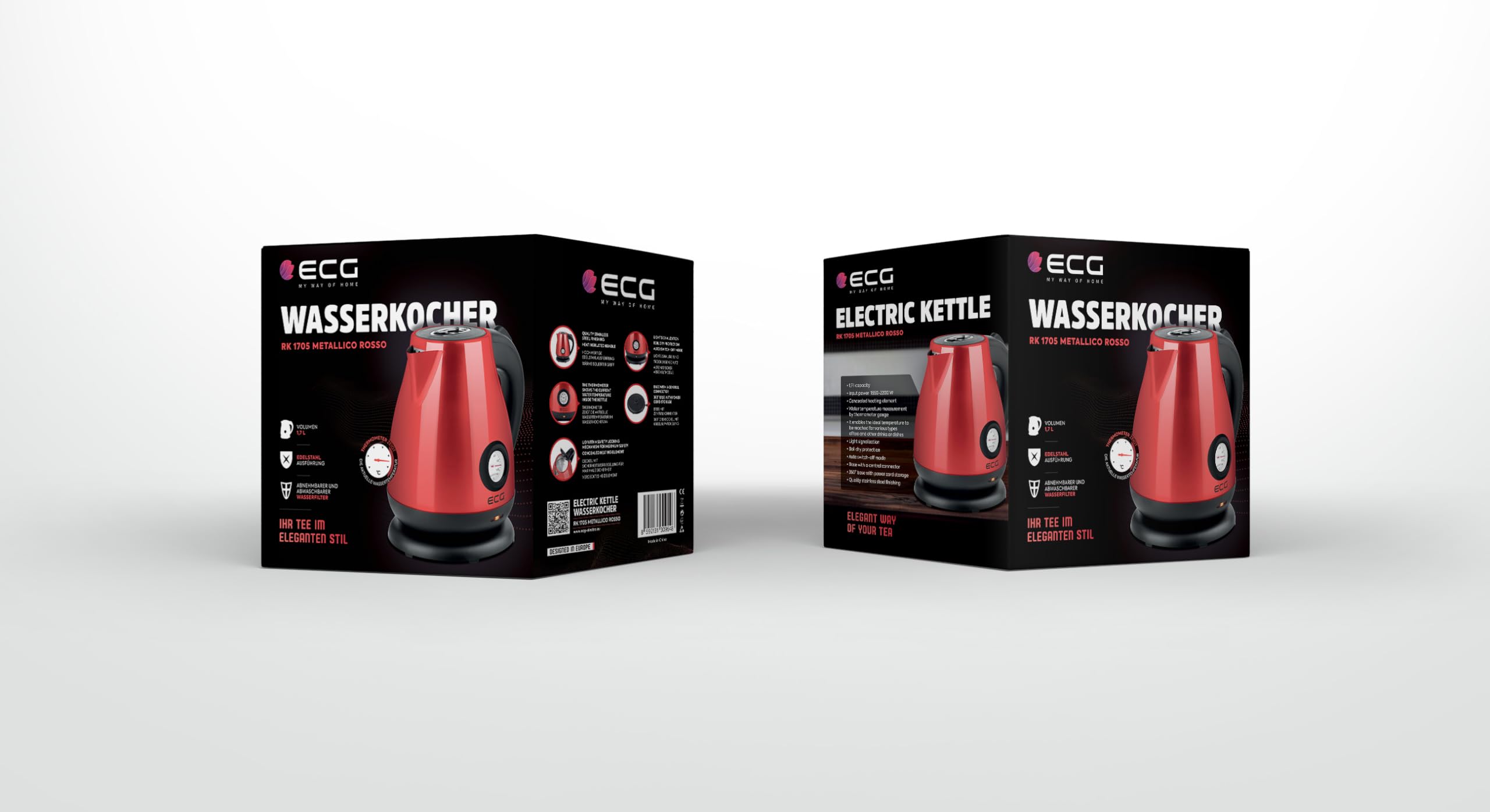ECG RK 1705 Metallico Rosso, 2200 W, 1,7 l
