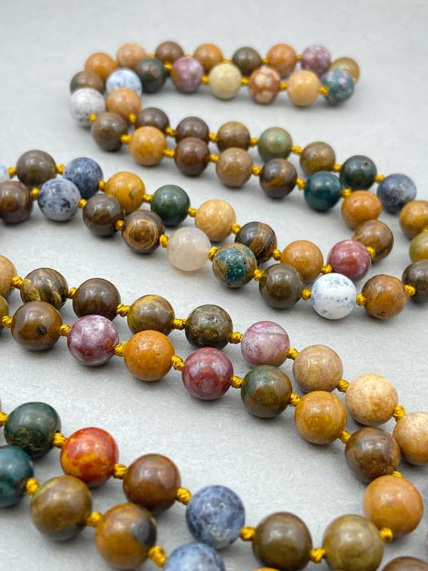 Natürliche AAA-Mala aus afrikanischem Blutstein, Pietersit-Halskette, 10-mm-Gebetskette, tibetische Mala, geknotete Mala, buddhistische Halskette, 108-Perlen-Pietersit-Yoga-Mantra-Japa-Mala