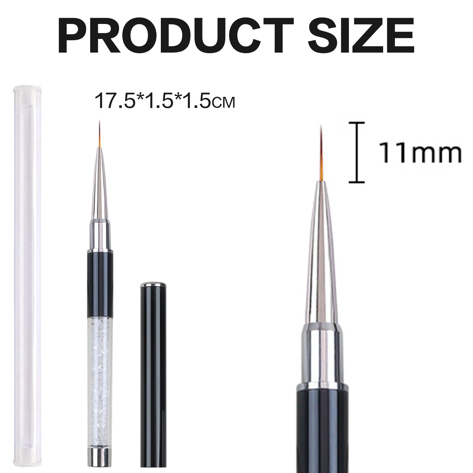 11mm Nail Art Painting Brush Crystal Acrylic UV Gel Line Pen Manicure Nail Liner Brush - Image 2