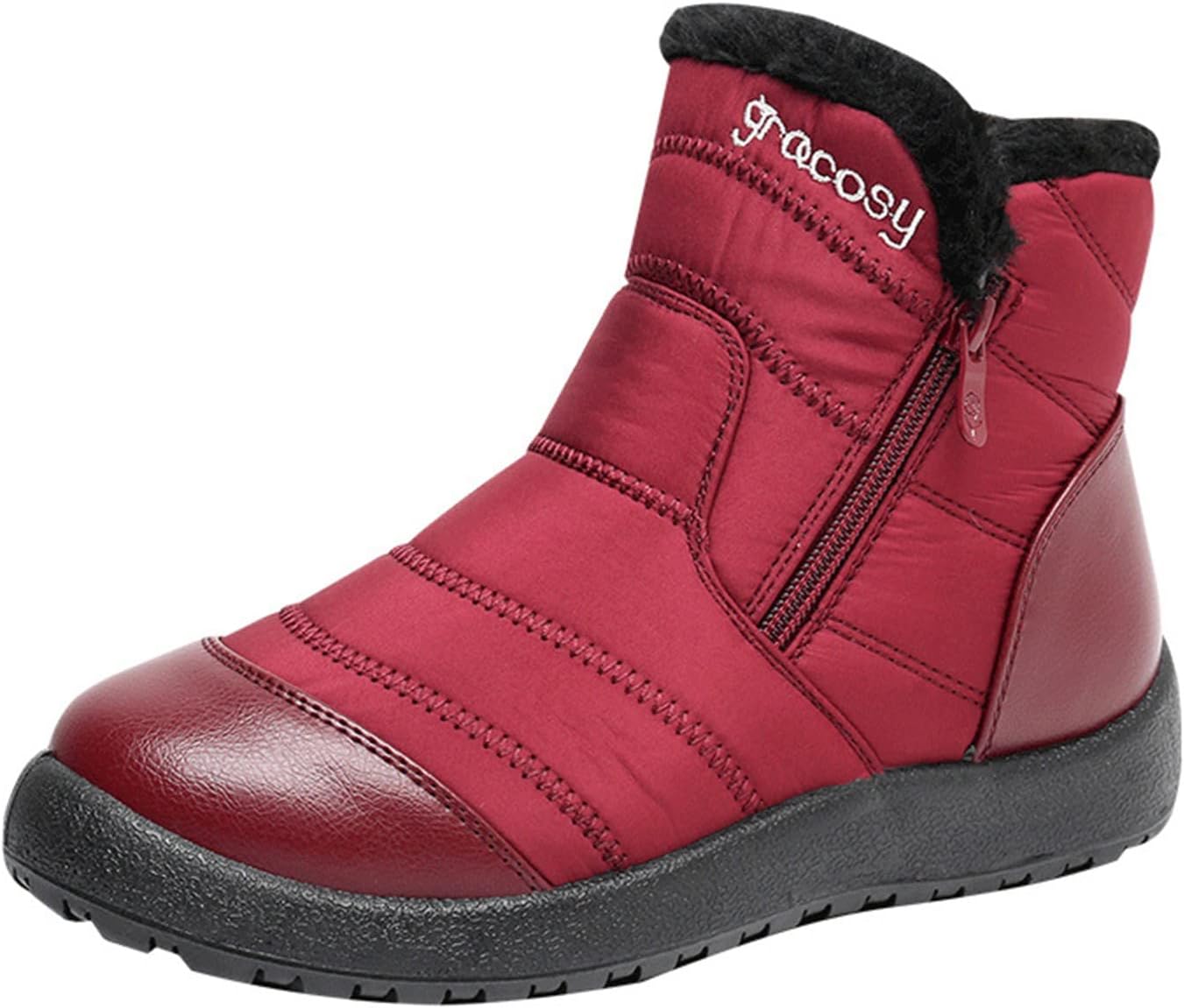 QixiuOutdoor Winter Boots Lightweight Winter Comfortable Cotton Shoes Anti Slip Boots for Women Snow Boots Winter Boots Ladies Womens Black Boots