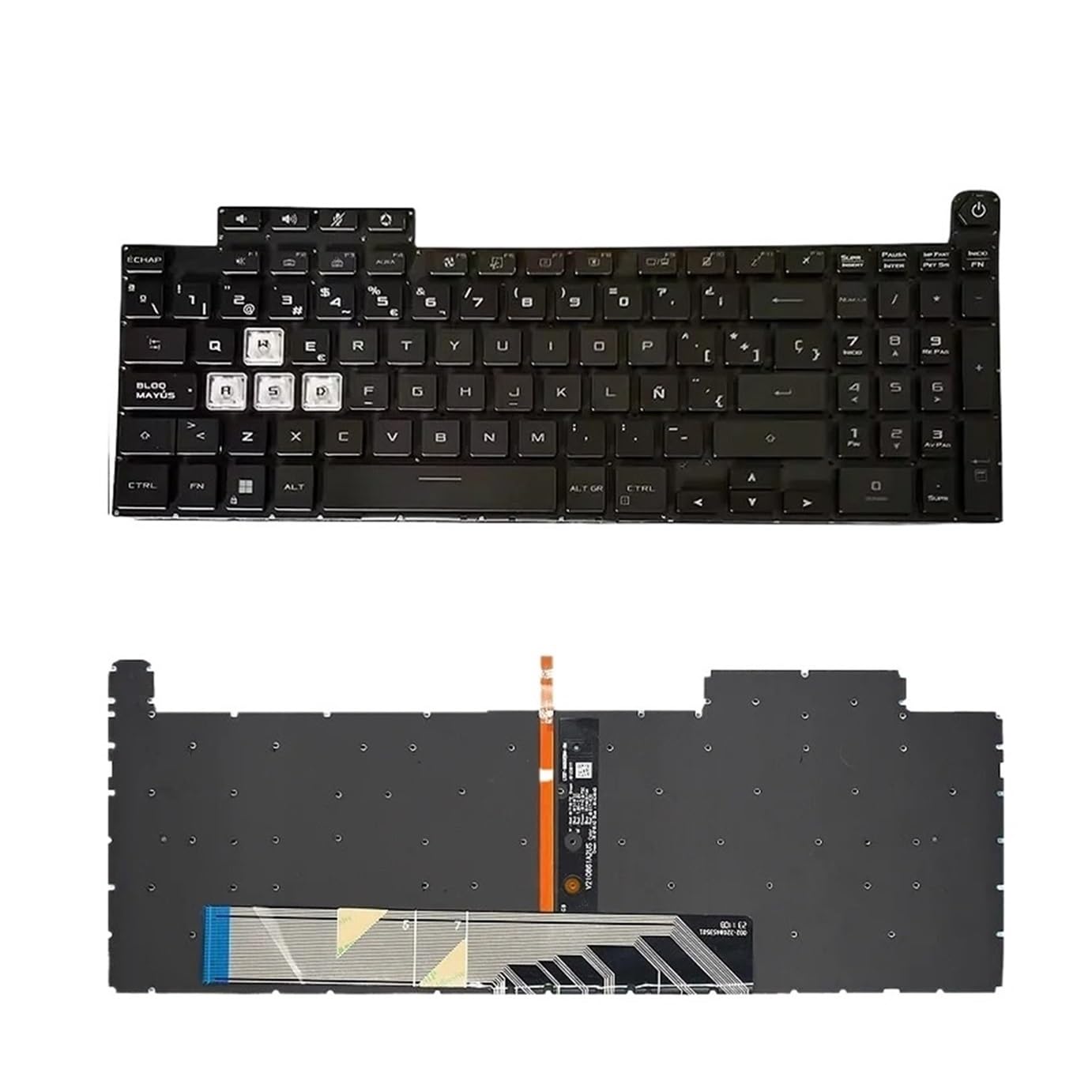 Teclado para TUF 3 Gaming A15 F15 FX507 FX507Z FX507ZC FX507ZE FX507ZM FX507ZR FA507 FA507R FX707 FX517 GA507(SP Black RGB Light)