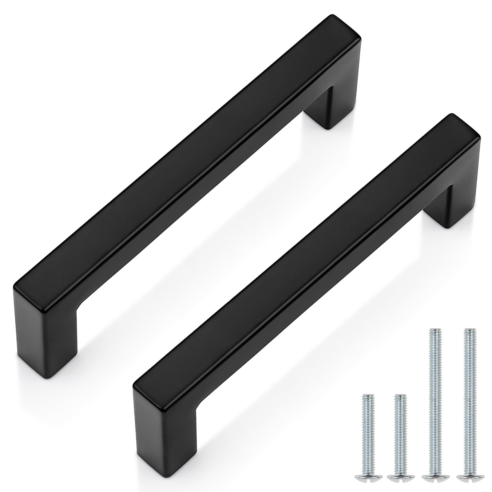 Probrico 4 Inch(102mm) Hole Center Cabinet Handles for Kitchen/Bedroom/Bathroom Indoor 30 Pack, Square Tube Dresser Drawer Handles in Black, Modern