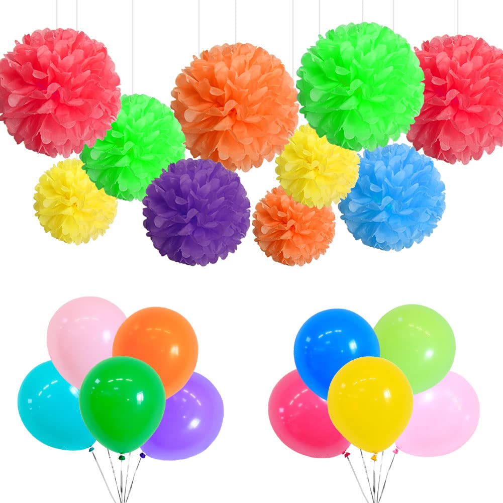 RichMoho Rainbow Pom Poms Party Decorations Women Girls Birthday Party Decorations Festival Decorations Girls Baby Shower Decorations