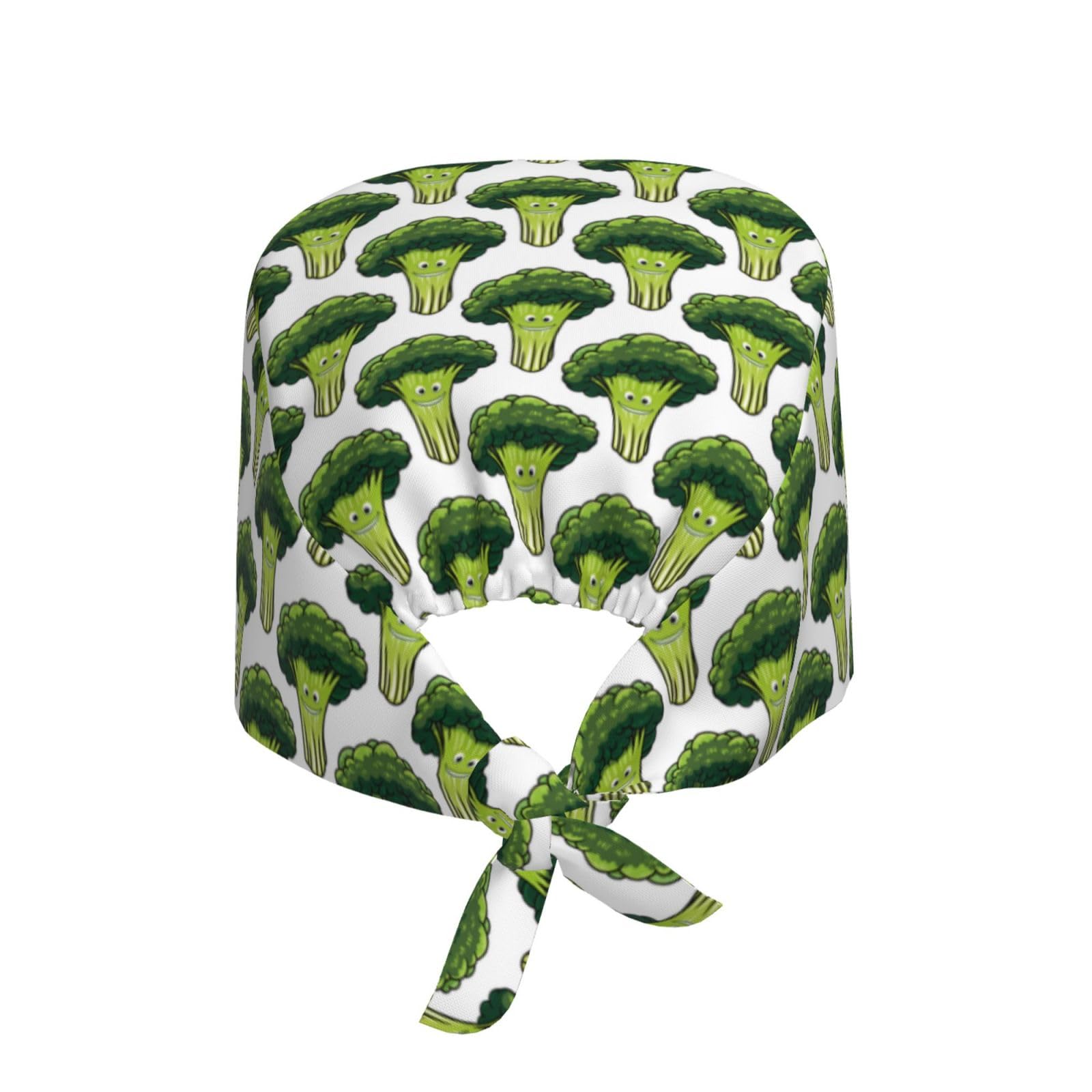Kuilepa Cute Broccoli Print Working Caps With Sweatband Adjustable Working Hats Elastic Scrub Hats Nurse Scrub Cap Nurse Hats