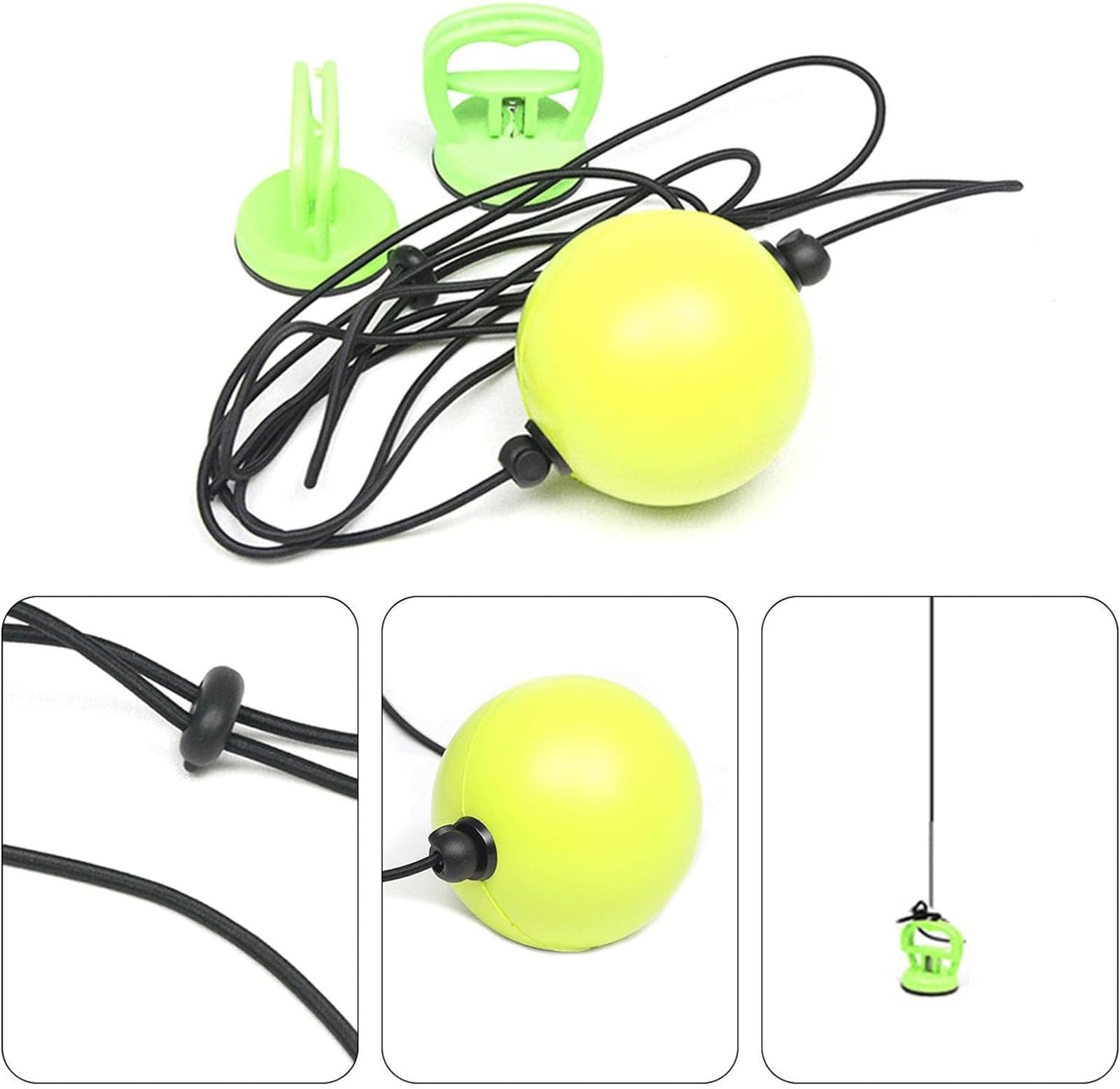 Pelota reflexball de entrenamiento de velocidad de reacción, elástica, con ventosas fuertes, bola de perforación de doble extremo para entrenamiento de velocidad