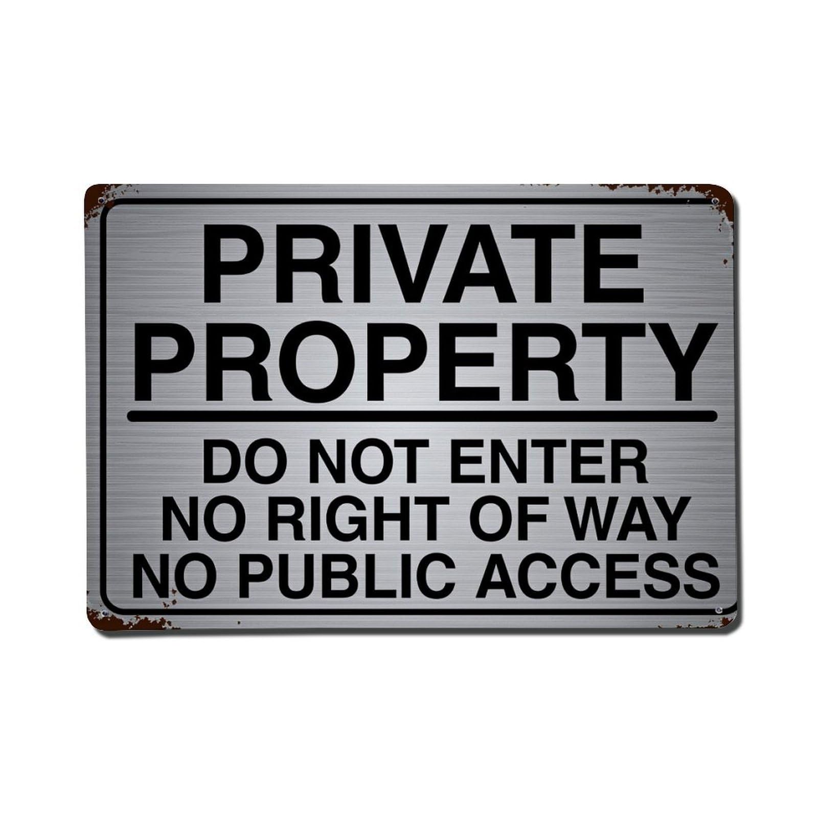 Private Property Sign Warning Metal Tin Sign Vintage Metal Poster, Home Bar Garage Man Cave Cafe Indoor & Outdoor Wall Decoration 8x12Inches