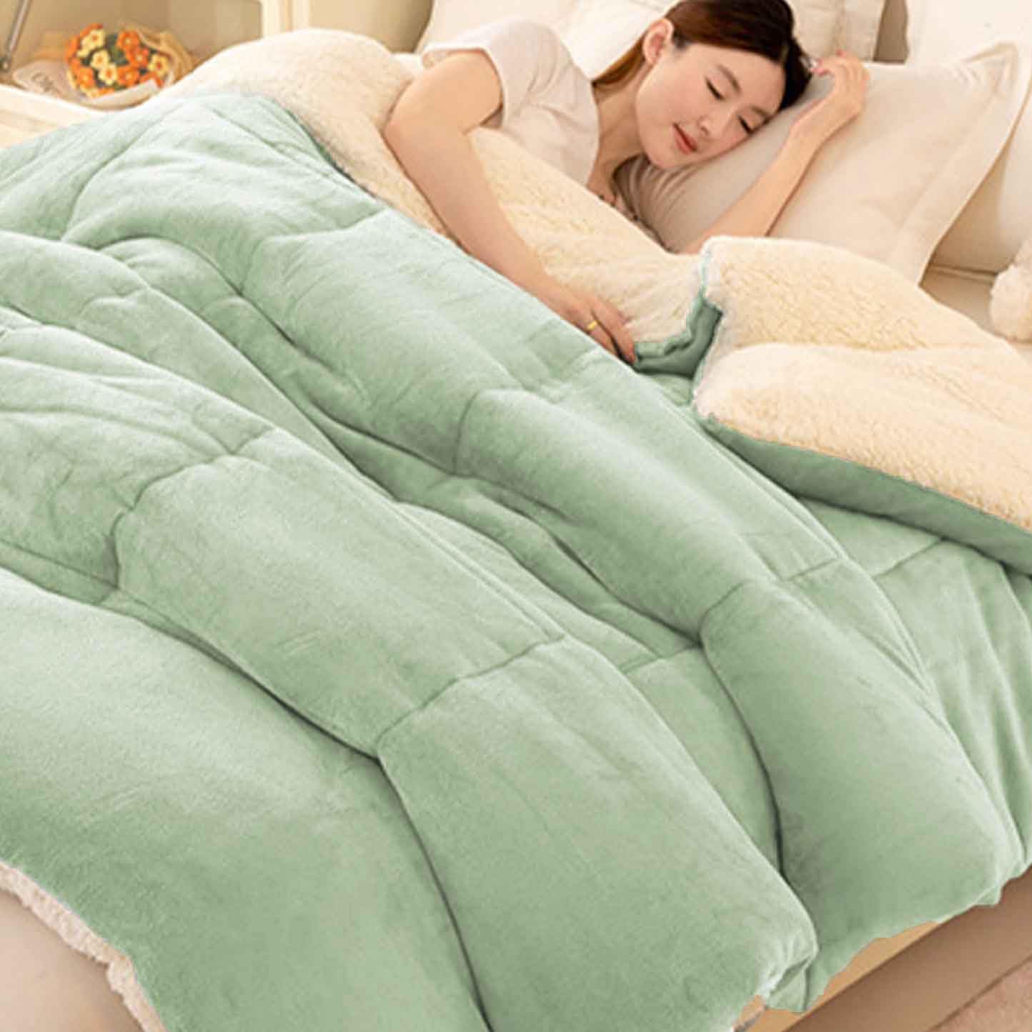 Coperta Calda Imbottita Invernale Letto Matrimoniale Trapunte Invernali Pesanti in Lana d'Agnello Piumoni Invernali Trapunta in Velluto di Agnello Addensante Invernale(*18,220 * 240cm/5kg)