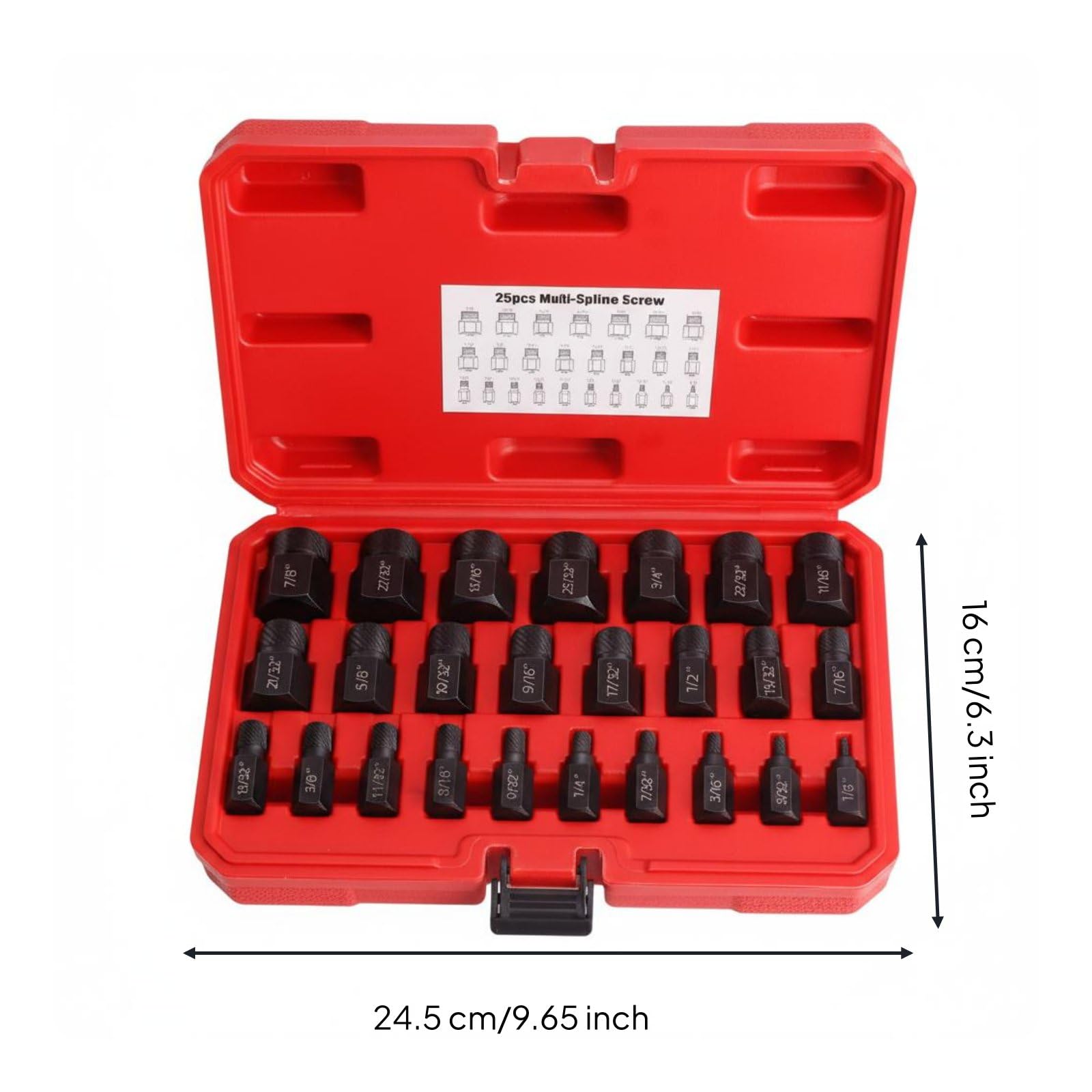 Gralara 25 Piezas Extractor Tornillos Dañados Acero Al Aleación Alta Resistencia Extractor Tornillos Dañados Compacto y Portátil Herramienta