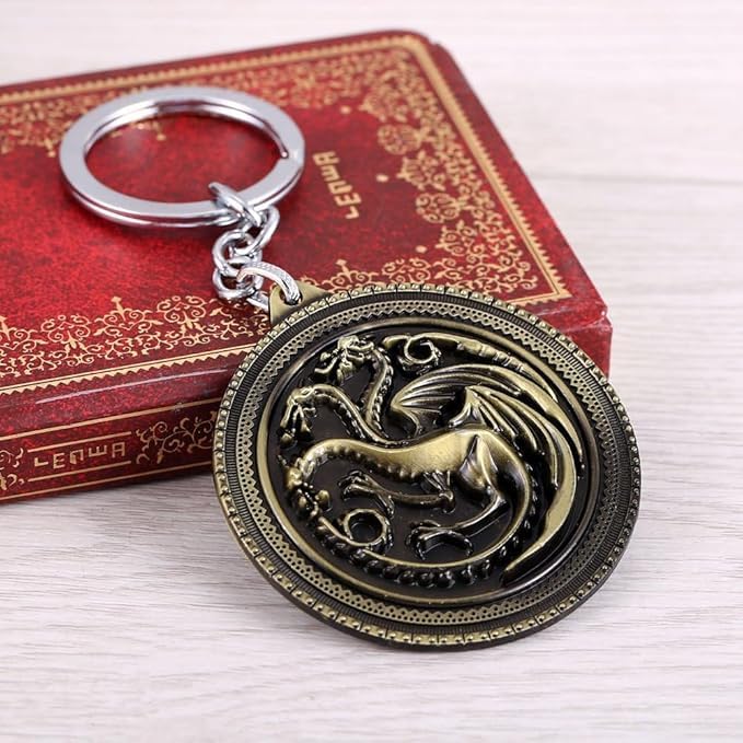 Image of Metallic Game Of Throns Gothic Dragon Fire And Blood Keychain